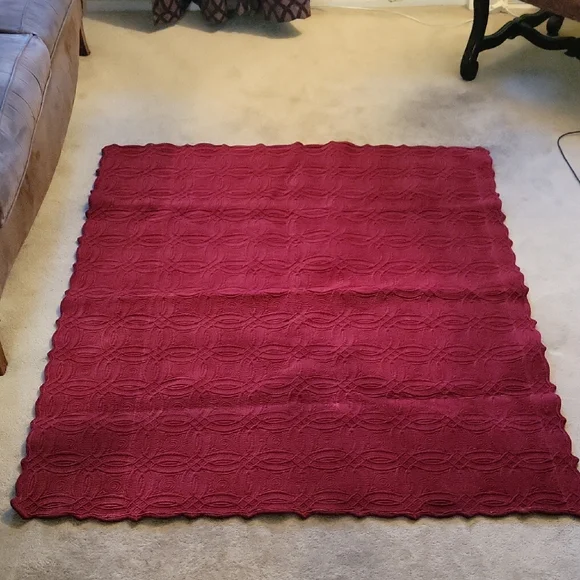 Maroon Quilted Coverlet - Picture 1 of 6